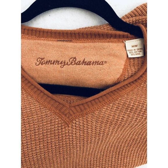 Tommy Bahama Mens Medium Orange V-Neck Sweater Thermal Long Sleeve - Picture 4 of 4